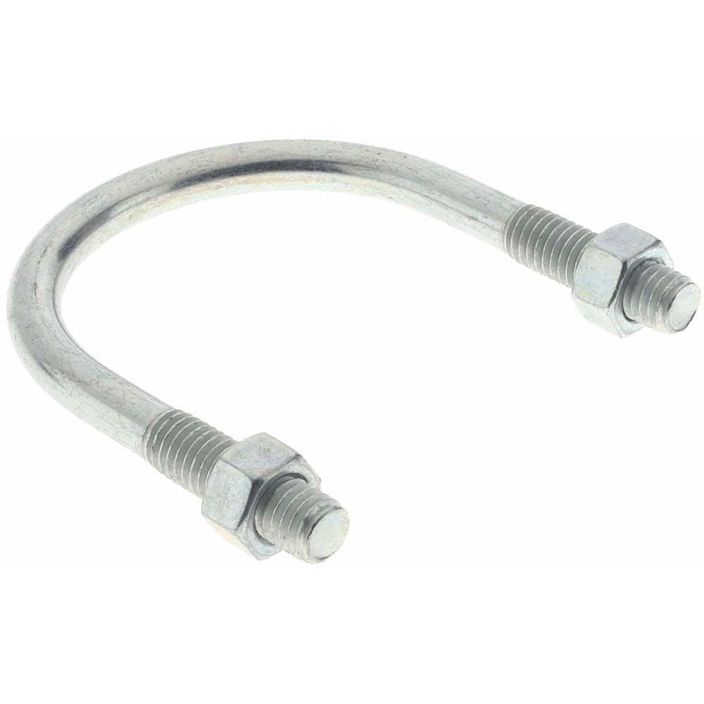 Value Collection 38772 Round U-Bolt Without Mount Plate, 3/8-16 UNC, 1-1/4" Thread Length, for 2" Pipe, Steel