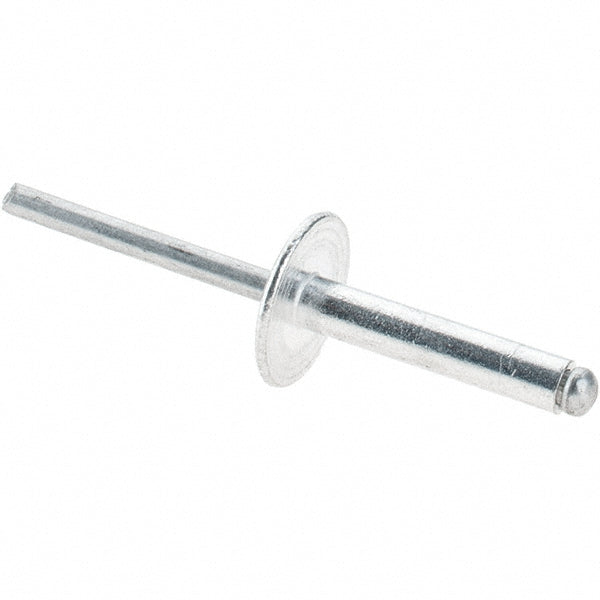 Value Collection 34129 Open End Blind Rivet Size 612, Large Flange Dome Head, Aluminum Body, Aluminum Mandrel