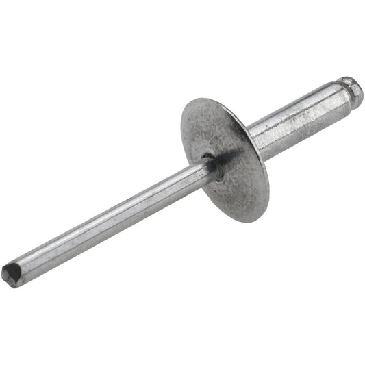 Value Collection 34127 Open End Blind Rivet Size 68, Large Flange Dome Head, Aluminum Body, Aluminum Mandrel