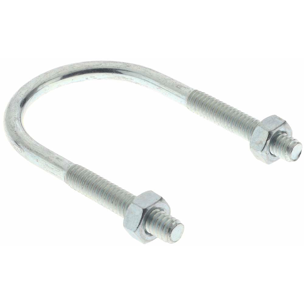 Value Collection 38756 Round U-Bolt Without Mount Plate, 1/4-20 UNC, 1-3/8" Thread Length, for 1" Pipe, Steel