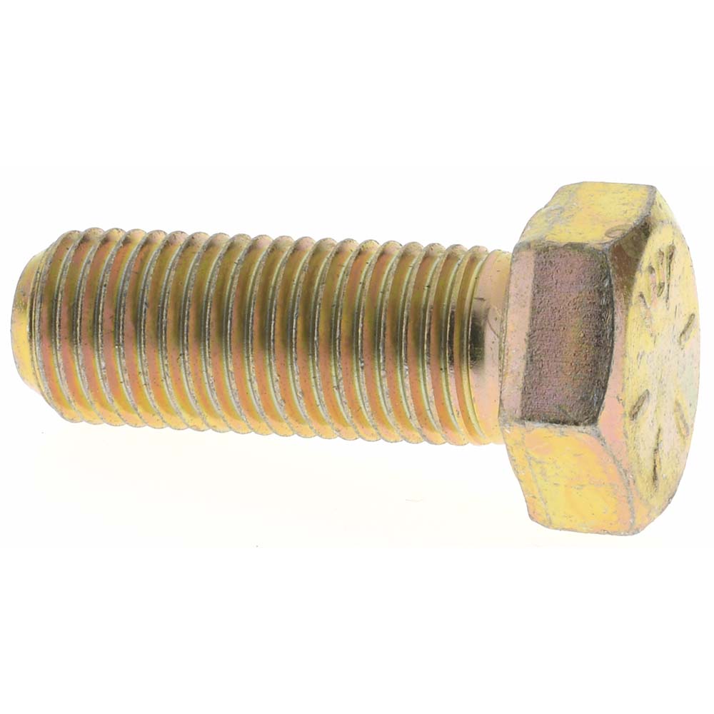 Value Collection MP39354 Hex Head Cap Screw 3/8-24 x 1", Grade 8 Steel, Zinc Yellow Dichromate Finish