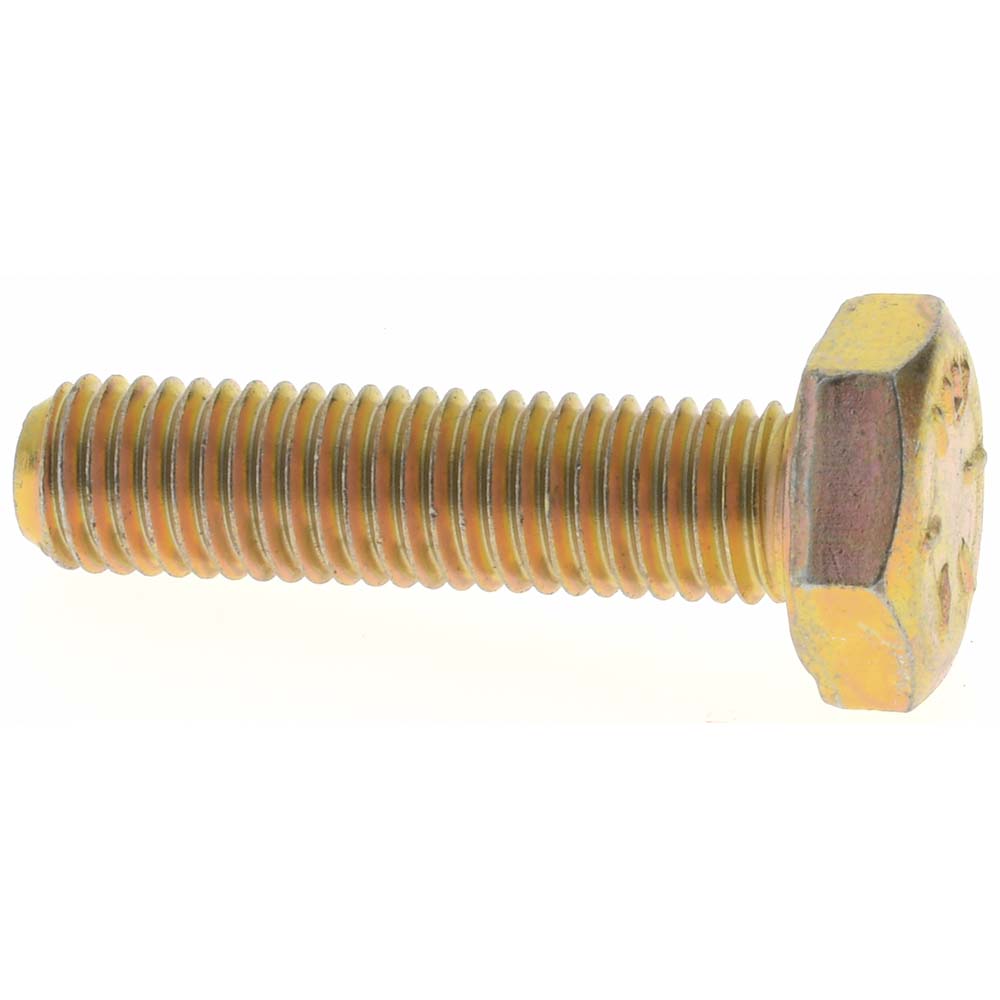 Value Collection MP39304 Hex Head Cap Screw 1/4-28 x 1", Grade 8 Steel, Zinc Yellow Dichromate Finish