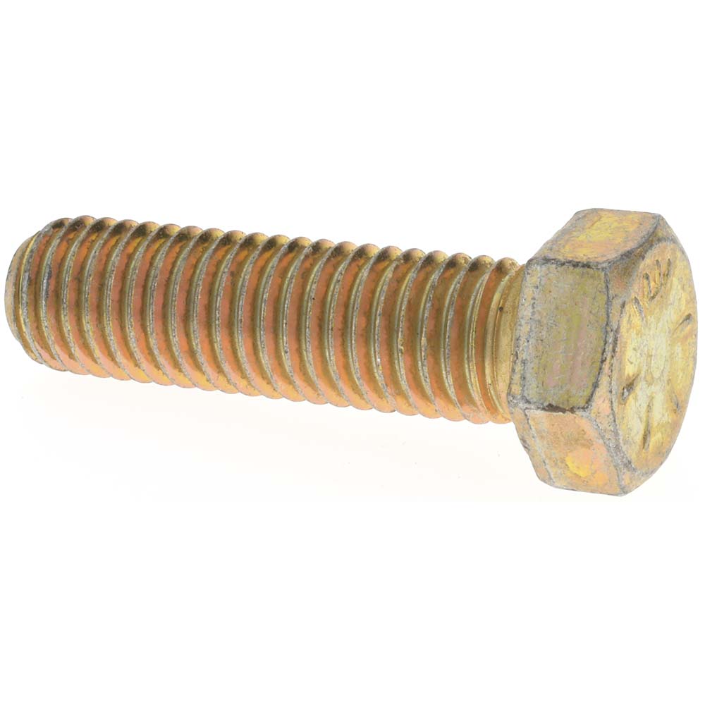 Value Collection MP39133 Hex Head Cap Screw 9/16-12 x 2", Grade 8 Steel, Zinc Yellow Dichromate Finish