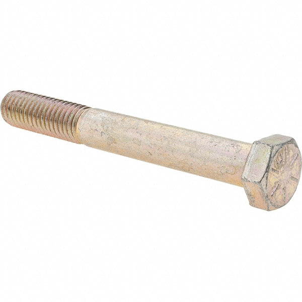 Value Collection MP39116 Hex Head Cap Screw 1/2-13 x 4", Grade 8 Steel, Zinc Yellow Dichromate Finish