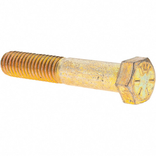 Value Collection MP39085 Hex Head Cap Screw 7/16-14 x 2-1/2", Grade 8 Steel, Zinc Yellow Dichromate Finish