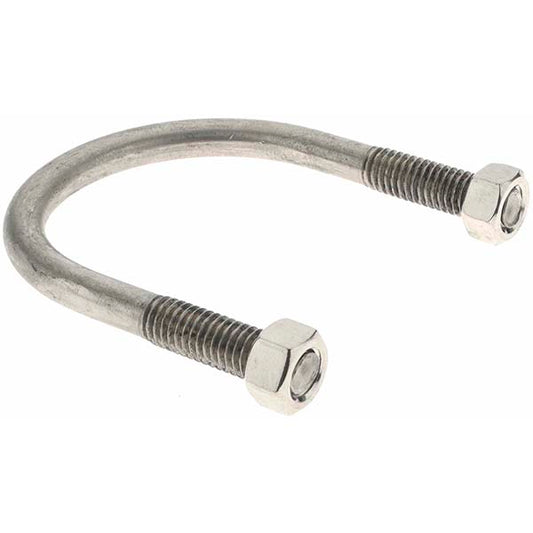Value Collection 92171 Round U-Bolt Without Mount Plate, 3/8-16 UNC, 1-1/4" Thread Length, for 2" Pipe, Stainless Steel
