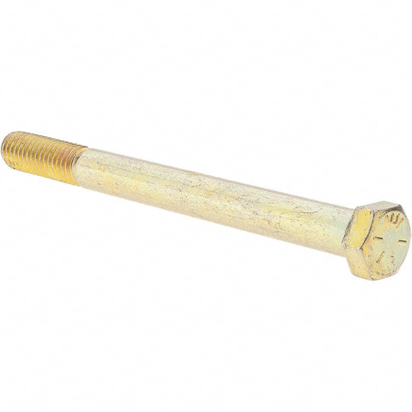 Value Collection MP39093 Hex Head Cap Screw 7/16-14 x 5", Grade 8 Steel, Zinc Yellow Dichromate Finish