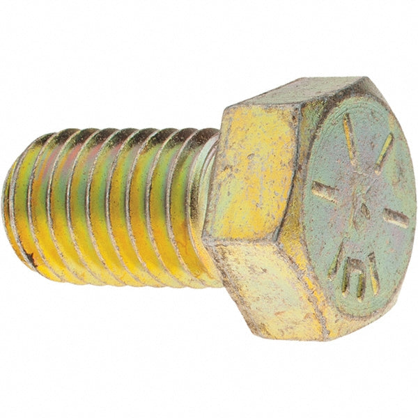 Value Collection MP39129 Hex Head Cap Screw 9/16-12 x 1", Grade 8 Steel, Zinc Yellow Dichromate Finish
