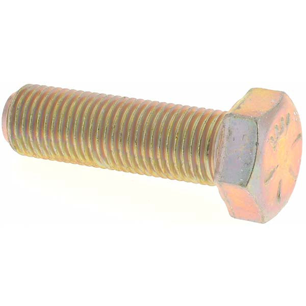 Value Collection MP39355 Hex Head Cap Screw 3/8-24 x 1-1/4", Grade 8 Steel, Zinc Yellow Dichromate Finish