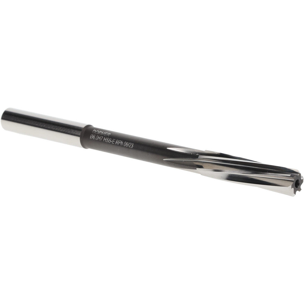 Dormer Pramet 5986976 Chucking Reamer 8 mm Dia, 117 mm OAL, 33 mm Flute Length, Spiral Flute, Straight-Cylindrical Shank, Cobalt Steel