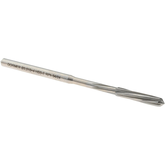 Dormer Pramet 5986842 Chucking Reamer 3 mm Dia, 65 mm OAL, 16 mm Flute Length, Spiral Flute, Straight-Cylindrical Shank, Cobalt Steel