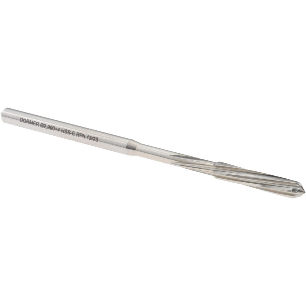 Dormer Pramet 5986836 Chucking Reamer 3 mm Dia, 61 mm OAL, 15 mm Flute Length, Spiral Flute, Straight-Cylindrical Shank, Cobalt Steel
