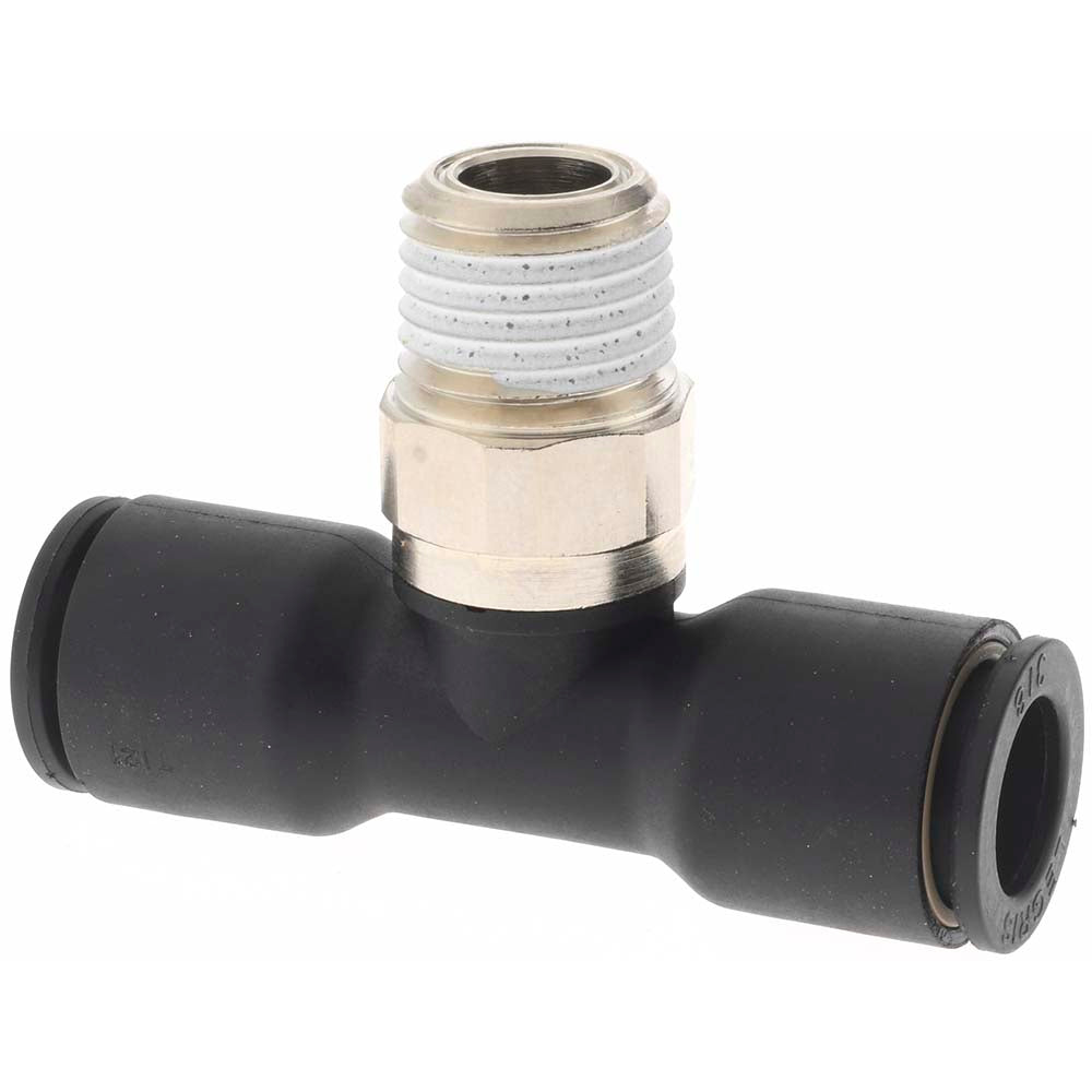 Parker KP23854 Push-To-Connect Tube Fitting Male Branch Tee, 1/4" Thread, 3/8" OD