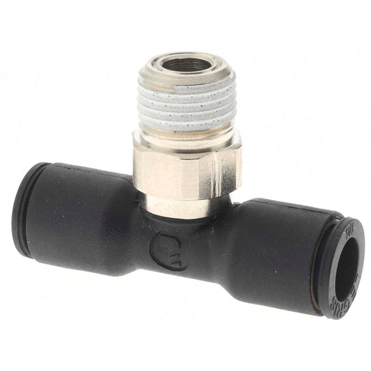 Parker KP23851 Push-to-Connect Tube Fitting Male Branch Tee, 1/8" Thread, 1/4" OD