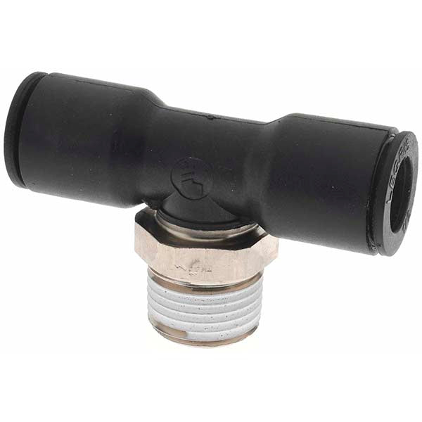 Parker KP23856 Push-To-Connect Tube to Male NPT Tube Fitting Male Branch Tee, 1/2" Thread, 1/2" OD