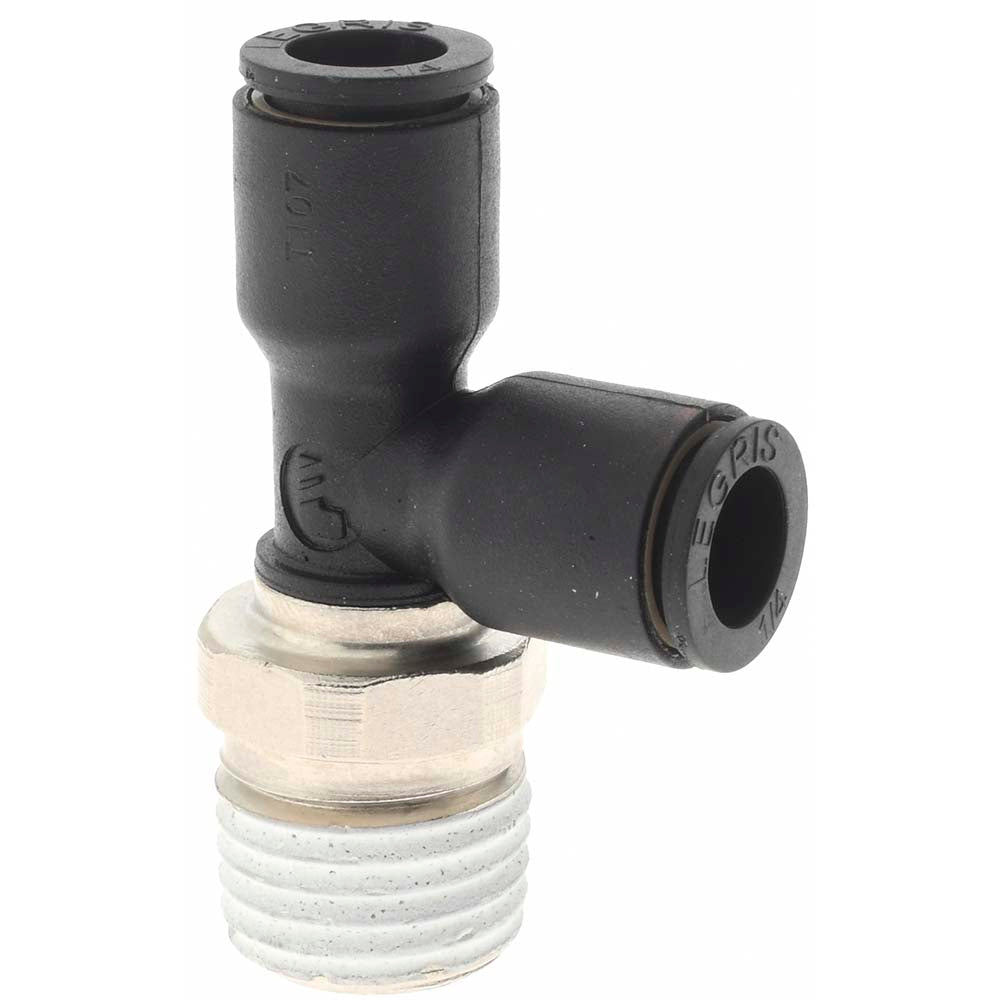 Parker KP23957 Push-To-Connect Tube Fitting Male Run Tee, 1/4" Thread, 1/4" OD