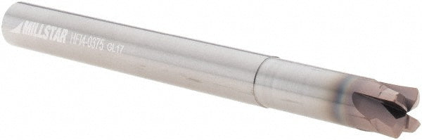 Millstar HFI40375HSN Corner Radius End Mill 3/8" Dia, 0.17" LOC, 0.046" Radius, 4 Flutes, Solid Carbide