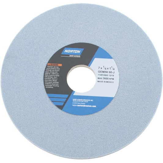 Norton 66253246788 Surface Grinding Wheel 7" Dia, 1/4" Thick, 1-1/4" Hole, 60 Grit, J Hardness