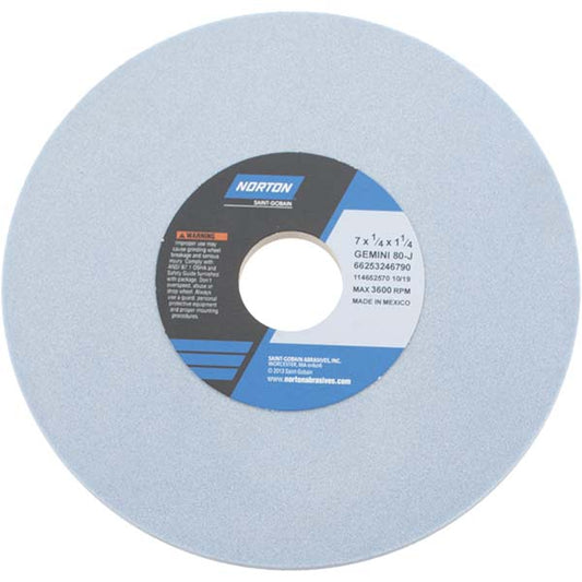 Norton 66253246790 Surface Grinding Wheel 7" Dia, 1/4" Thick, 1-1/4" Hole, 80 Grit, J Hardness