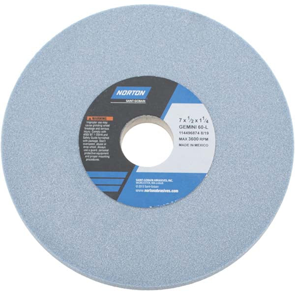 Norton 66253246824 Surface Grinding Wheel 7" Dia, 1/2" Thick, 1-1/4" Hole, 60 Grit, L Hardness