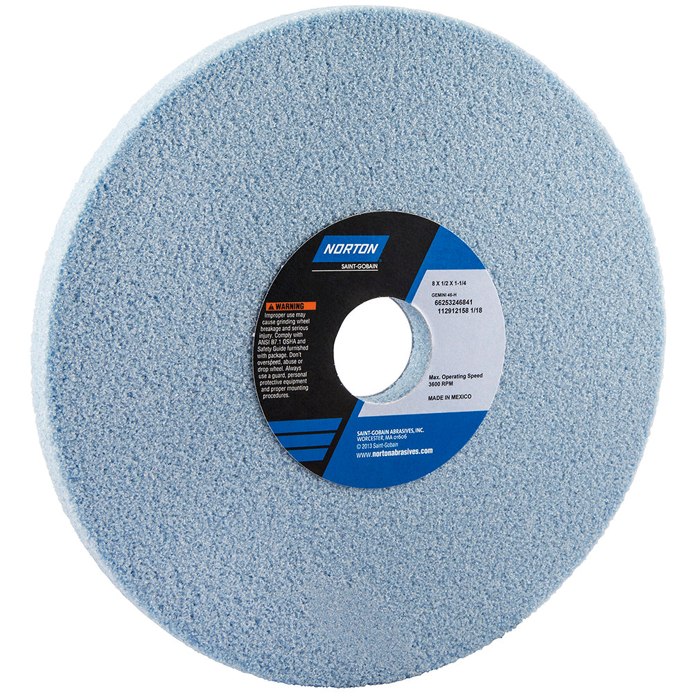 Norton 66253246841 Surface Grinding Wheel 8" Dia, 1/2" Thick, 1-1/4" Hole, 46 Grit, H Hardness