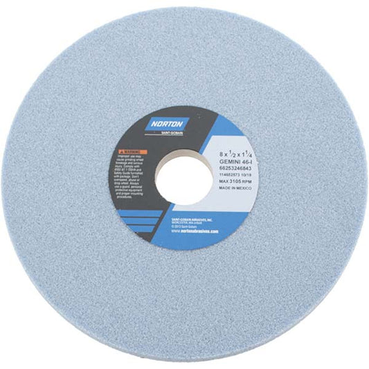 Norton 66253246843 Surface Grinding Wheel 8" Dia, 1/2" Thick, 1-1/4" Hole, 46 Grit, I Hardness