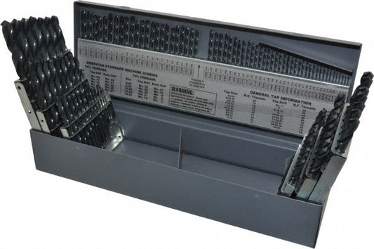 Chicago-Latrobe 57728 Drill Bit Set Jobber Length Drill Bits, 115 Pc, 0.04" to 0.5" Drill Bit Size, 118 &deg, High Speed Steel