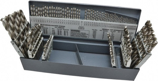 Chicago-Latrobe 49928 Drill Bit Set Jobber Length Drill Bits, 115 Pc, 0.04" to 0.5" Drill Bit Size, 118 &deg, High Speed Steel