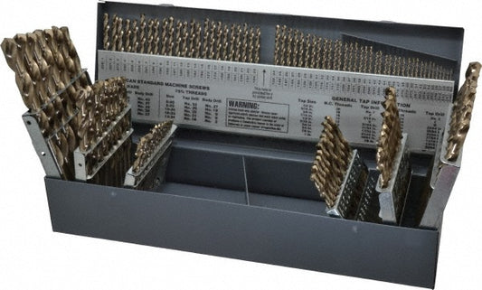 Chicago-Latrobe 46650 Drill Bit Set Jobber Length Drill Bits, 115 Pc, 0.04" to 0.5" Drill Bit Size, 135 &deg, Cobalt