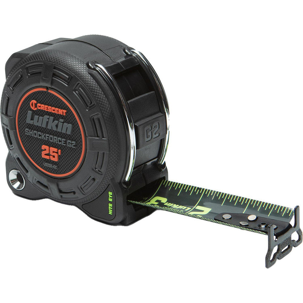 Lufkin L1225B-02 Tape Measures Length Ft. 25.000  Graduation (Inch) 1/16  Blade Material Steel  Standout Length (Feet) 25.00  Case Type Closed  Rewind Type Automatic