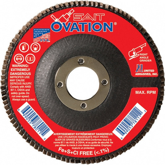 Sait 78009 Flap Disc  4-1/2" Dia, 7/8" Hole, 80 Grit, Zirconia Alumina, Type 27