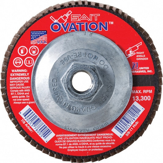 Sait 78111 Flap Disc  4-1/2" Dia, 120 Grit, Zirconia Alumina, Type 27
