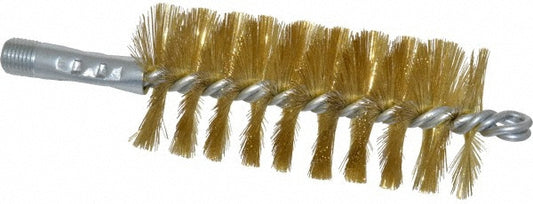 Schaefer Brush 43645 Double Stem/Single Spiral Tube Brush 2" Dia, 8" OAL, Brass Bristles