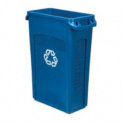 Rubbermaid FG354007BLUE SLIM JIM Plastic Rectangular Recycling Bin/Trash Can with Venting Channels, 23 Gal, Blue
