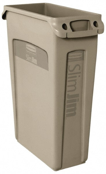 Rubbermaid FG354060BEIG SLIM JIM Plastic Rectangular Trash/Garbage Can/Bin with Venting Channels, 23 Gal, Beige
