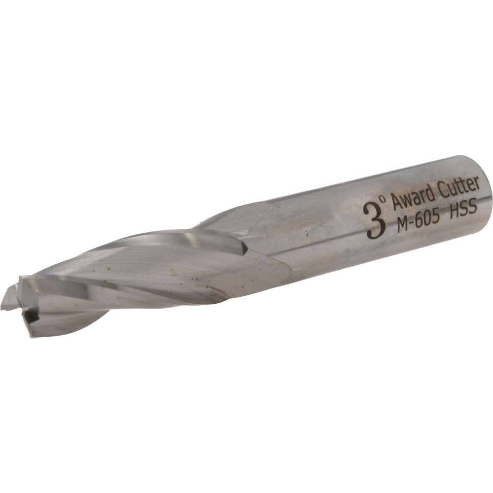AWARD CUTTER CO., INC. M-605 Tapered End Mill 3 deg Angle per Side, 3/8" Small Dia, 1-1/4" LOC, 3 Flute, High Speed Steel, Square End