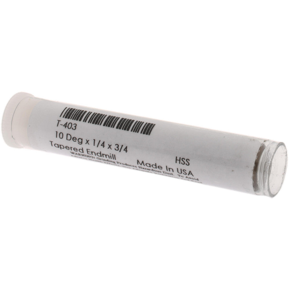 AWARD CUTTER CO., INC. T-403 Tapered End Mill 10 deg Angle per Side, 1/4" Small Dia, 3/4" LOC, 3 Flute, High Speed Steel, Square End