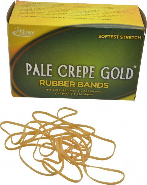 Alliance ALL21405 Pack of (300) 7" Circumference, 1/8" Wide, Pale Crepe Gold Rubber Band Strapping