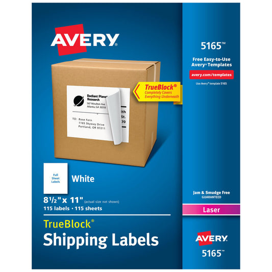 AVERY 05165 Label Maker Label White, Paper, 11" OAL, 8-1/2" OAW, 100 per Roll
