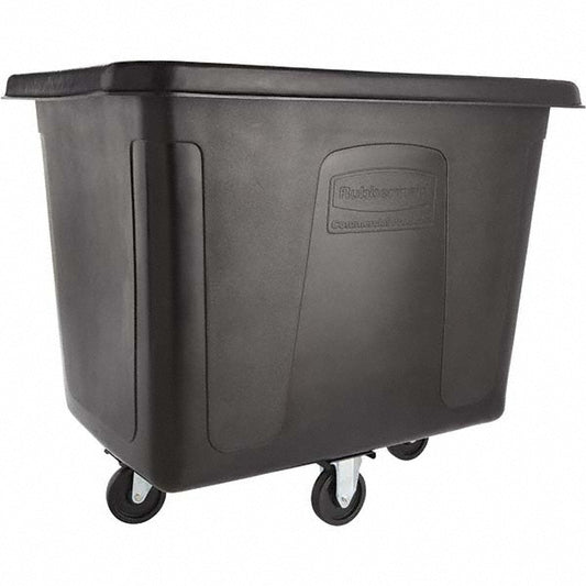 Rubbermaid FG461600BLA MDPE 102.9-Gallon Laundry/Waste/Trash/Heavy Materials Collection Cube Basket Truck with Wheels/Casters, Rectangular, 31-Inch Width x 43-3/4-Inch Depth x 37-Inch Height, Black