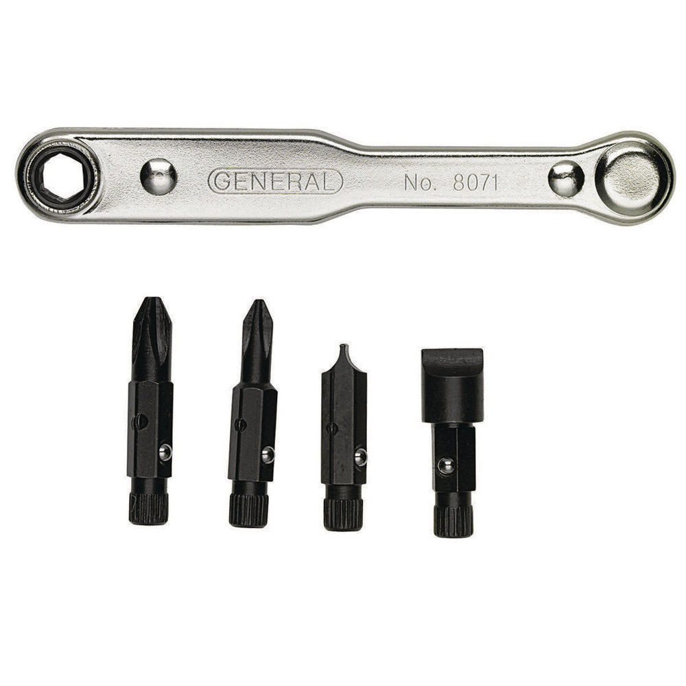 General 8071 5 Piece Ratcheting Offset Slotted & Phillips Screwdriver Set