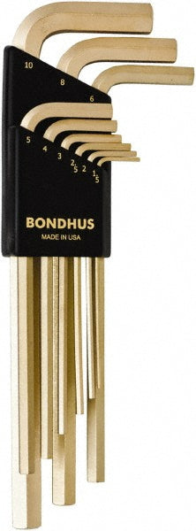 Bondhus 39199 Hex Key Sets Ball End No  Tool Type Hex  Handle Type L-Handle  Measurement Type Metric  Hex Size 1.5 - 10 mm  Hex Size Range (mm) 1.5 - 10