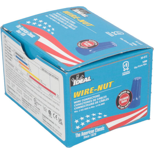 Ideal 30-072 Standard Twist-On Wire Connector Blue, Flame-Retardant, 2 AWG