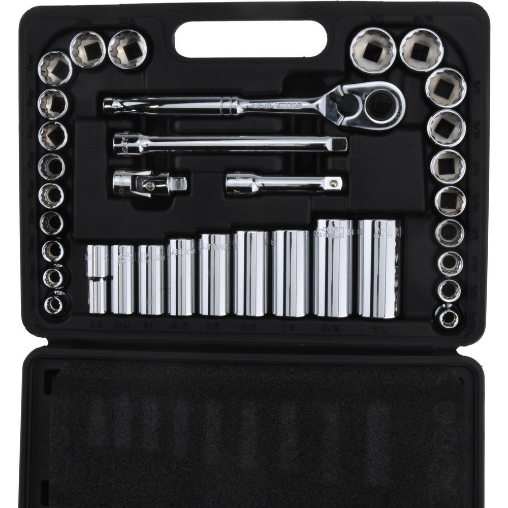 Stanley 85-405 Deep Standard Socket Set 34 Pc, 3/8" Drive, 5/16 to 7/8" Socket