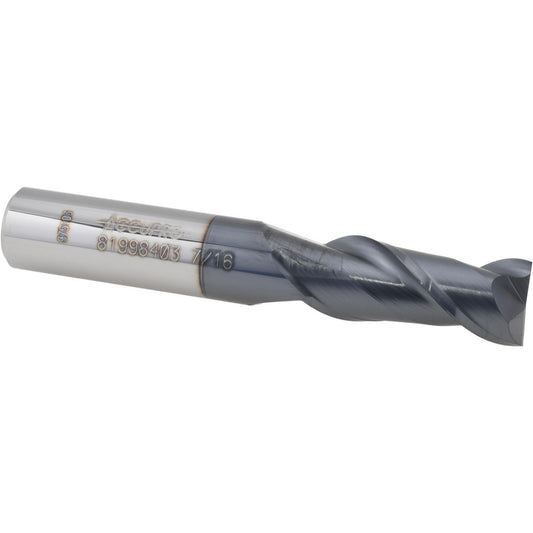 Accupro 81998403 Square End Mill 7/16'' Dia, 1'' LOC, 7/16'' Shank Dia, 2-3/4'' OAL, 2 Flutes, Solid Carbide