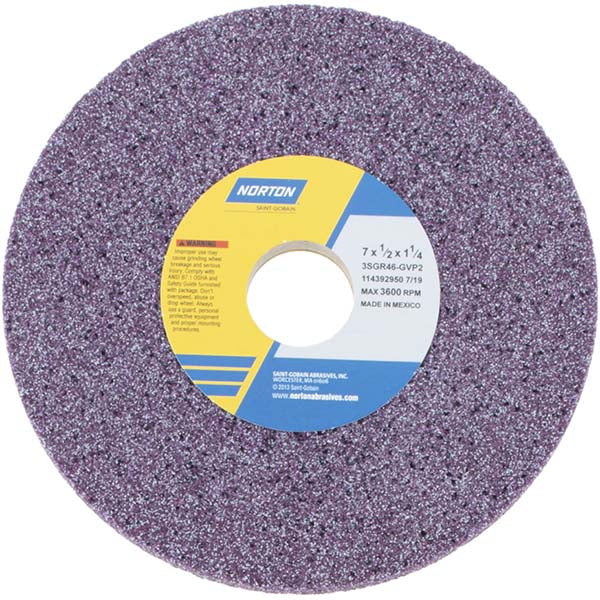 Norton 66252916210 Surface Grinding Wheel 7" Dia, 1/2" Thick, 1-1/4" Hole, 46 Grit, G Hardness