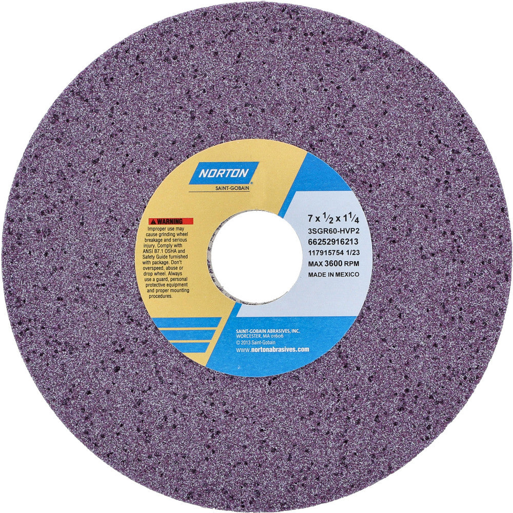 Norton 66252916213 Surface Grinding Wheel 7" Dia, 1/2" Thick, 1-1/4" Hole, 60 Grit, H Hardness