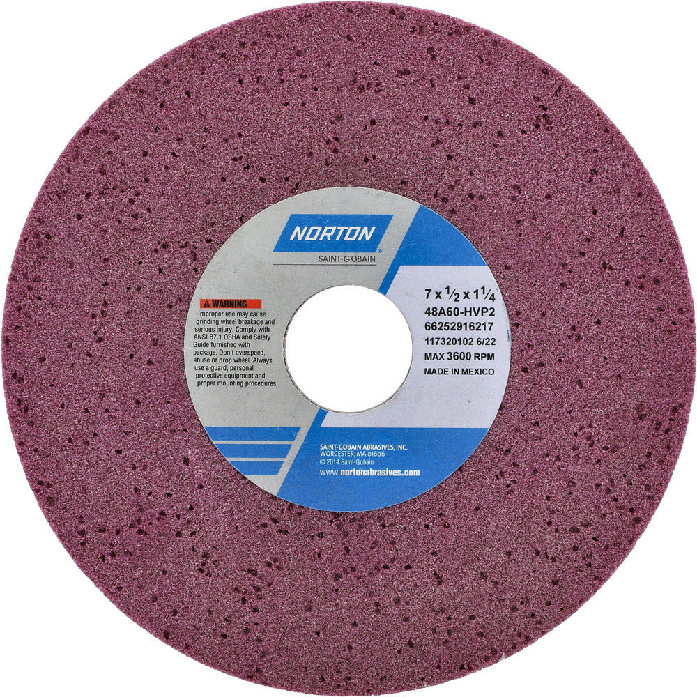 Norton 66252916217 Surface Grinding Wheel 7" Dia, 1/2" Thick, 1-1/4" Hole, 60 Grit, H Hardness