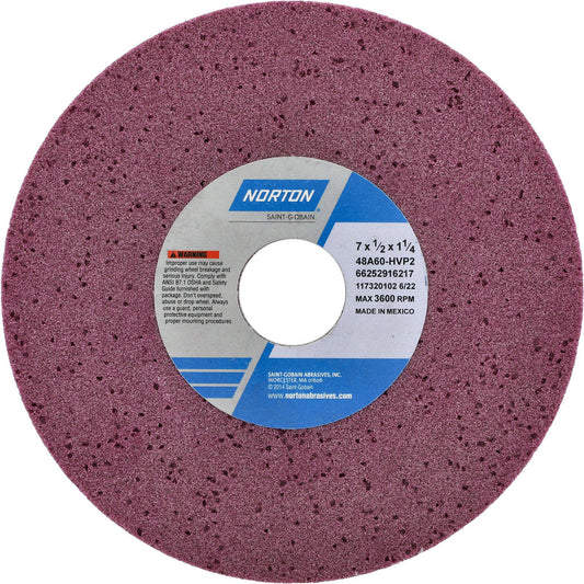 Norton 66252916217 Surface Grinding Wheel 7" Dia, 1/2" Thick, 1-1/4" Hole, 60 Grit, H Hardness