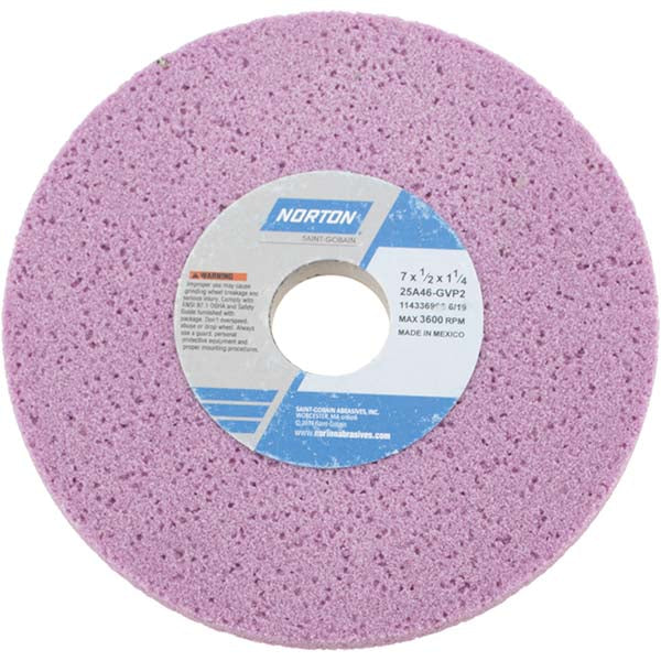 Norton 66252916218 Surface Grinding Wheel 7" Dia, 1/2" Thick, 1-1/4" Hole, 46 Grit, G Hardness